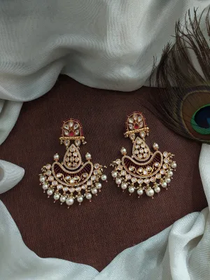 Glimmering Illumination Lamp Shape Uncut Polki & Kundan Stones Mehendi Earrings