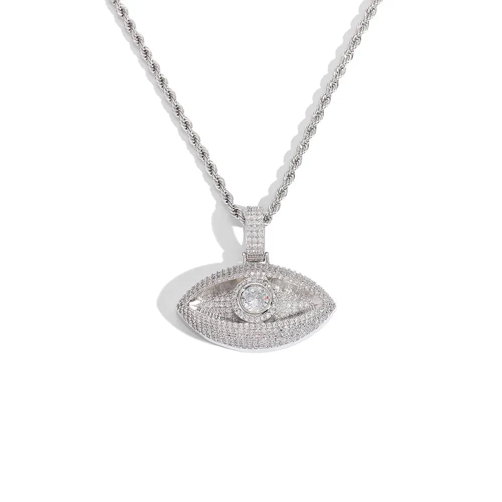 God Eye Iced Out Pendant Necklace - AAA Zircon