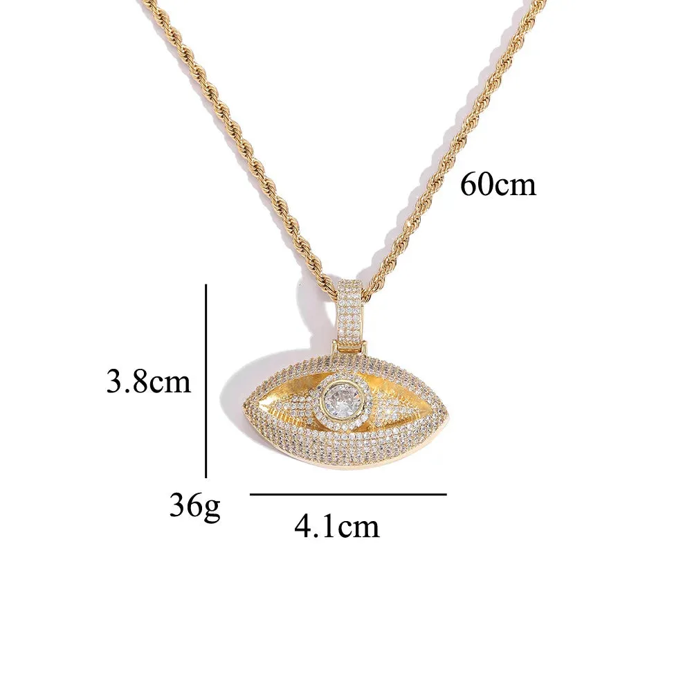 God Eye Iced Out Pendant Necklace - AAA Zircon