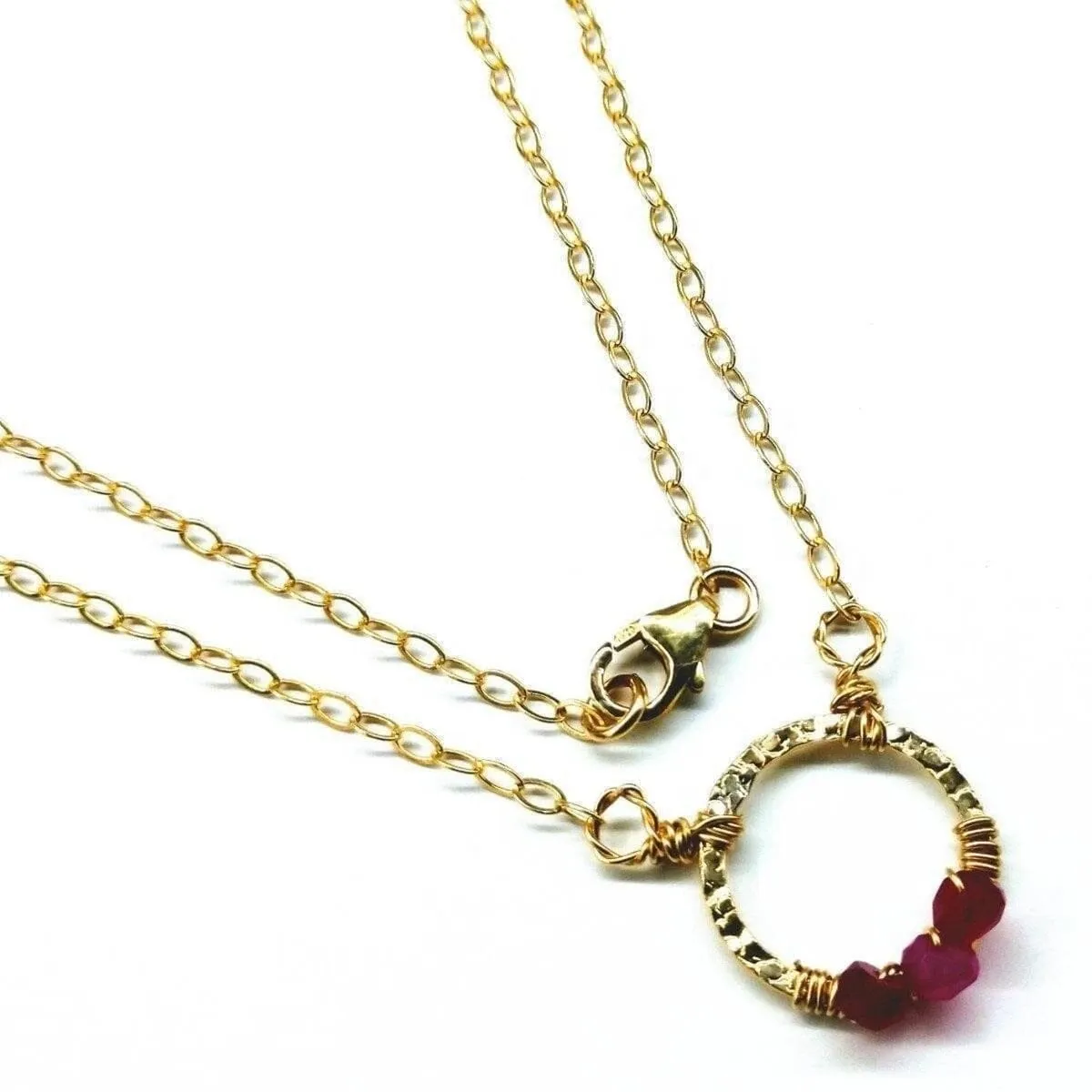 Gold Filled Pink Chalcedony Open Circle Necklace