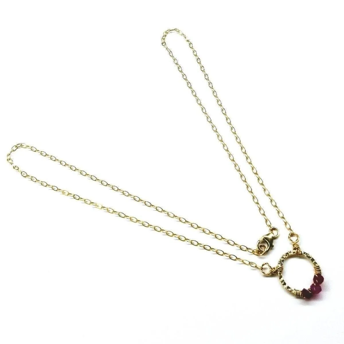 Gold Filled Pink Chalcedony Open Circle Necklace