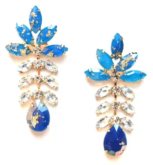 Gold Leaf Crystal Dangle Earrings- Royal