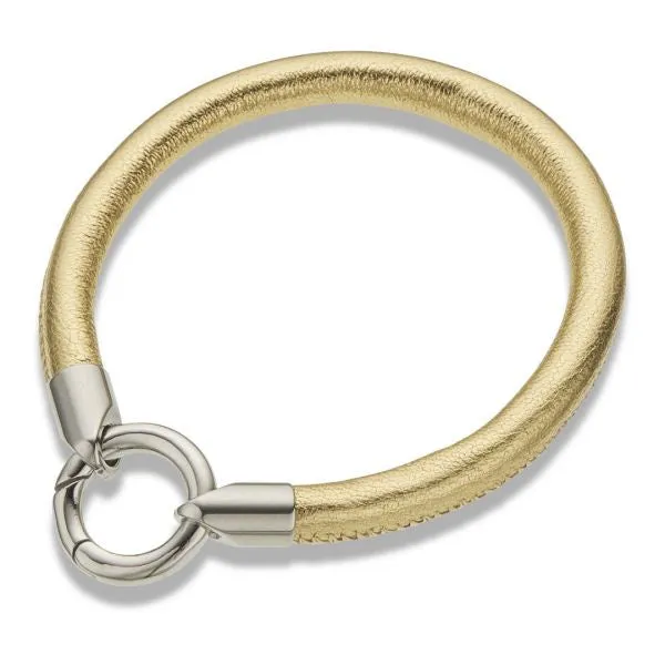 Gold Leather Ring Clasp Bracelet 3740