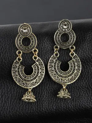 Gold Plated Geometric Shape With A Small Jhumki Drop Earring - Anikas Creation