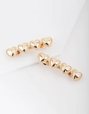 Gold Polished Heart Barrette 2 Pack