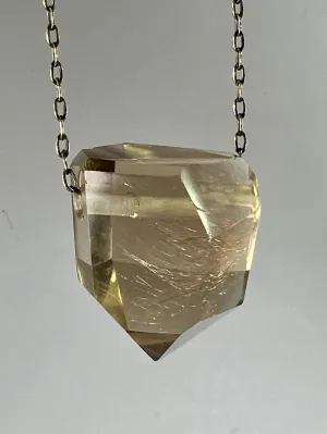 Gold Rutile Quartz Crystal Necklace