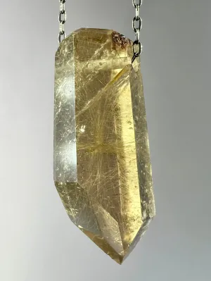 Gold Rutile Quartz Crystal Necklace