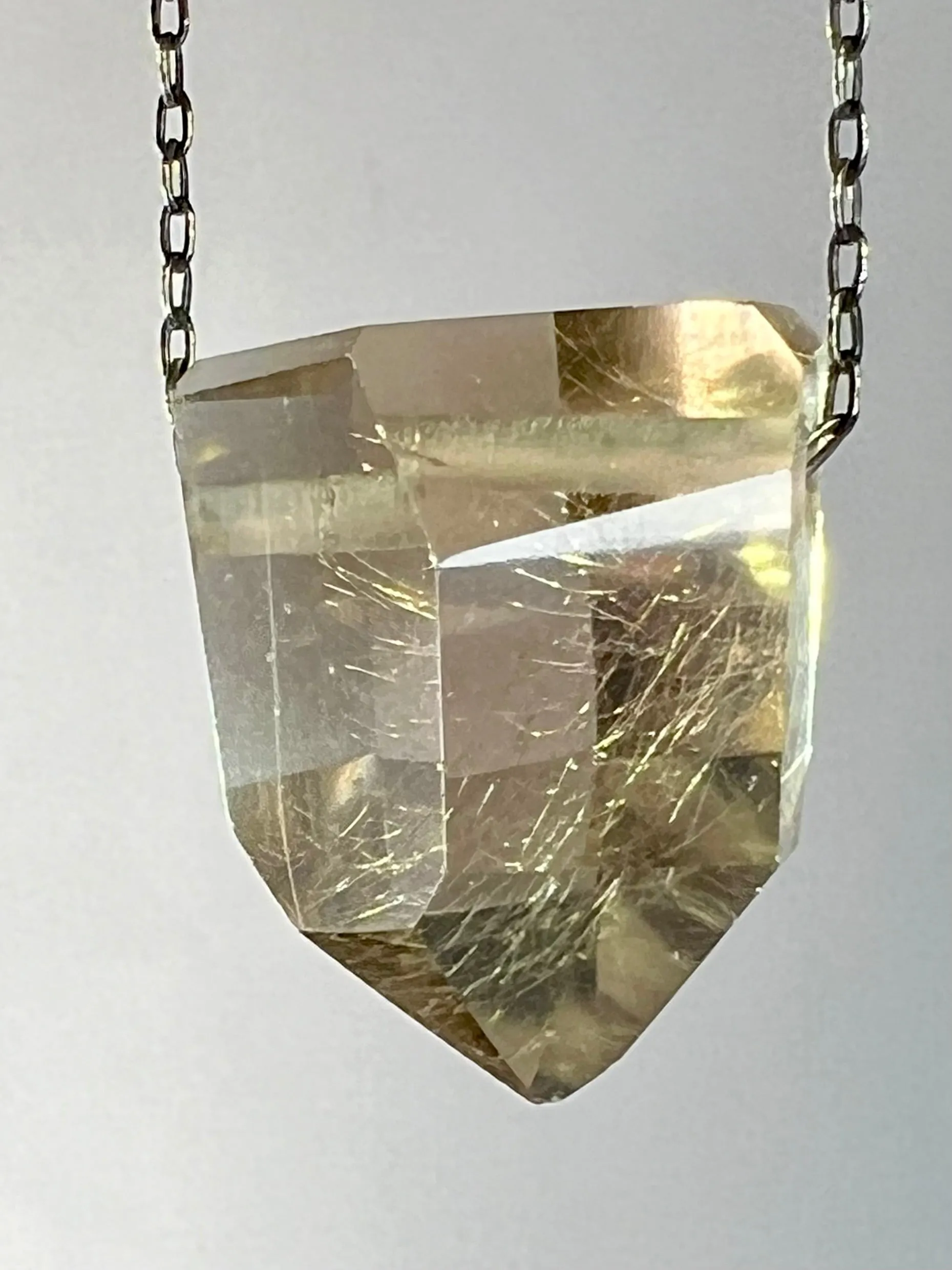 Gold Rutile Quartz Crystal Necklace