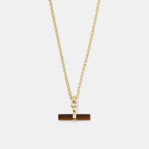 Gold Tigers Eye T-Bar Necklace