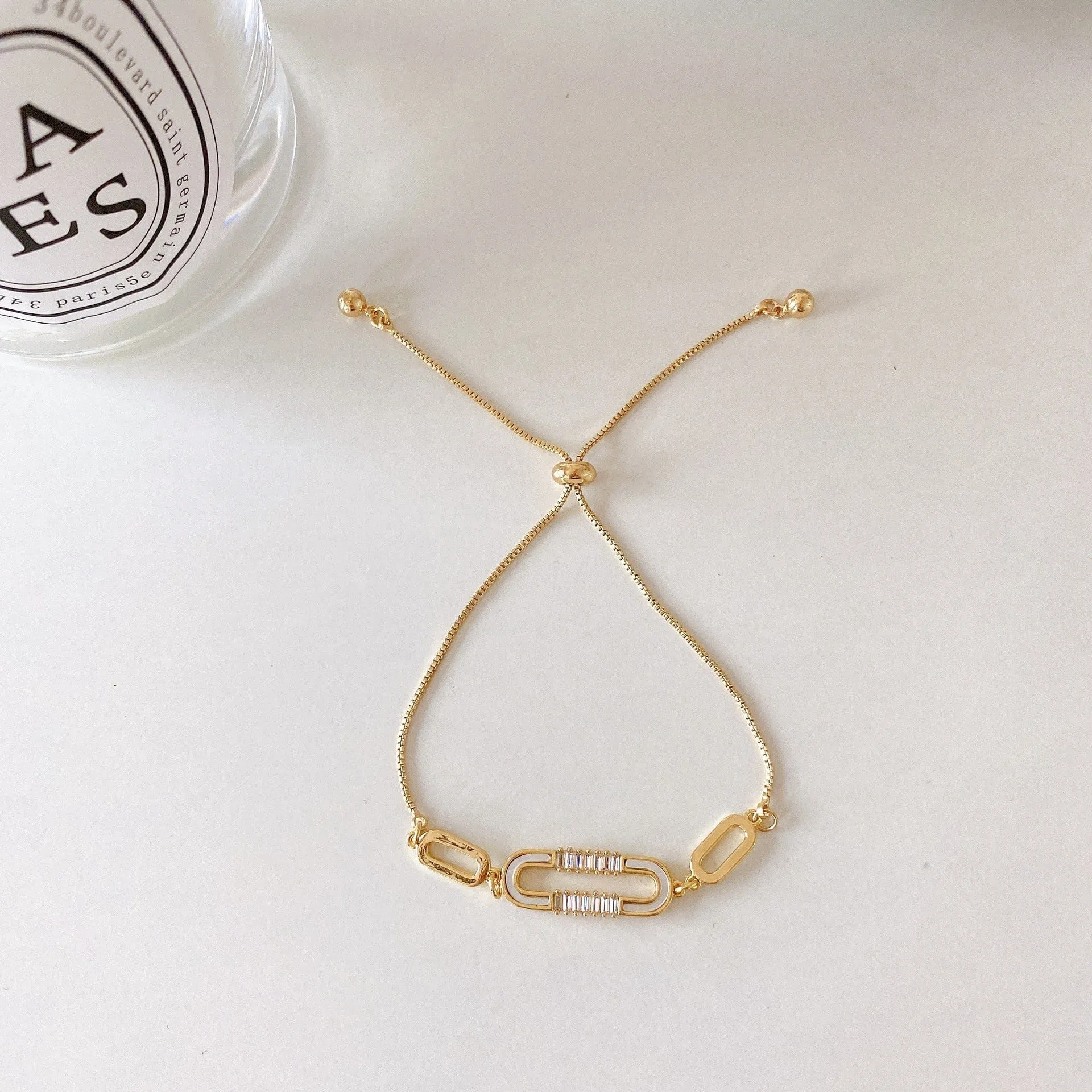 Gold U-Shaped Shell Bracelet