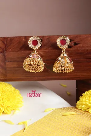 Goldtone Palakka Ruby Manga Jhumka