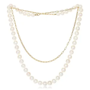 Gratia cultured freshwater pearl rope necklace on gold chain