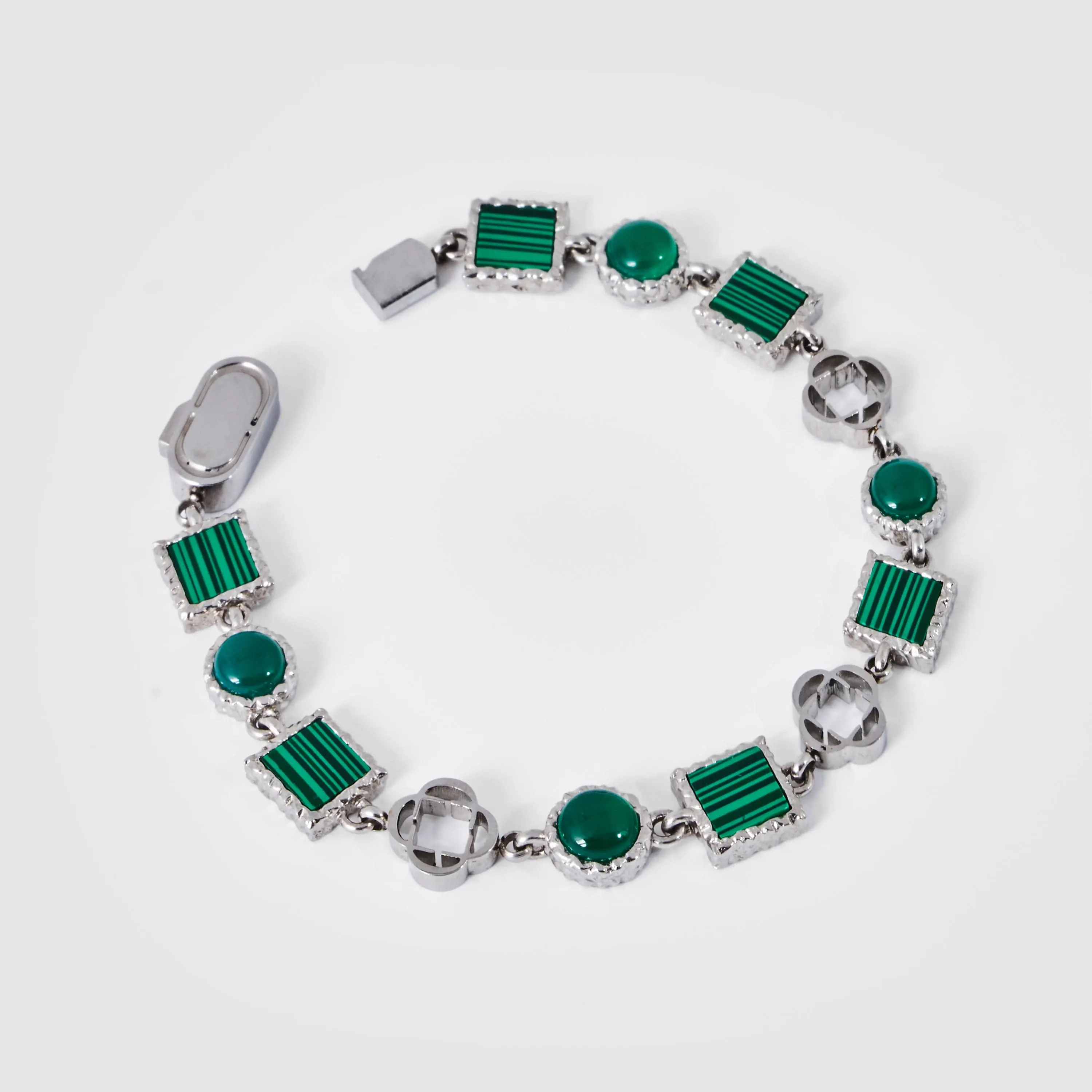 Green Quartz Gemstone Bracelet (Silver)