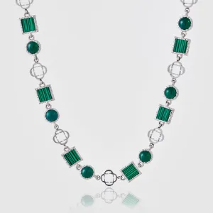 Green Quartz Gemstone Necklace (Silver)