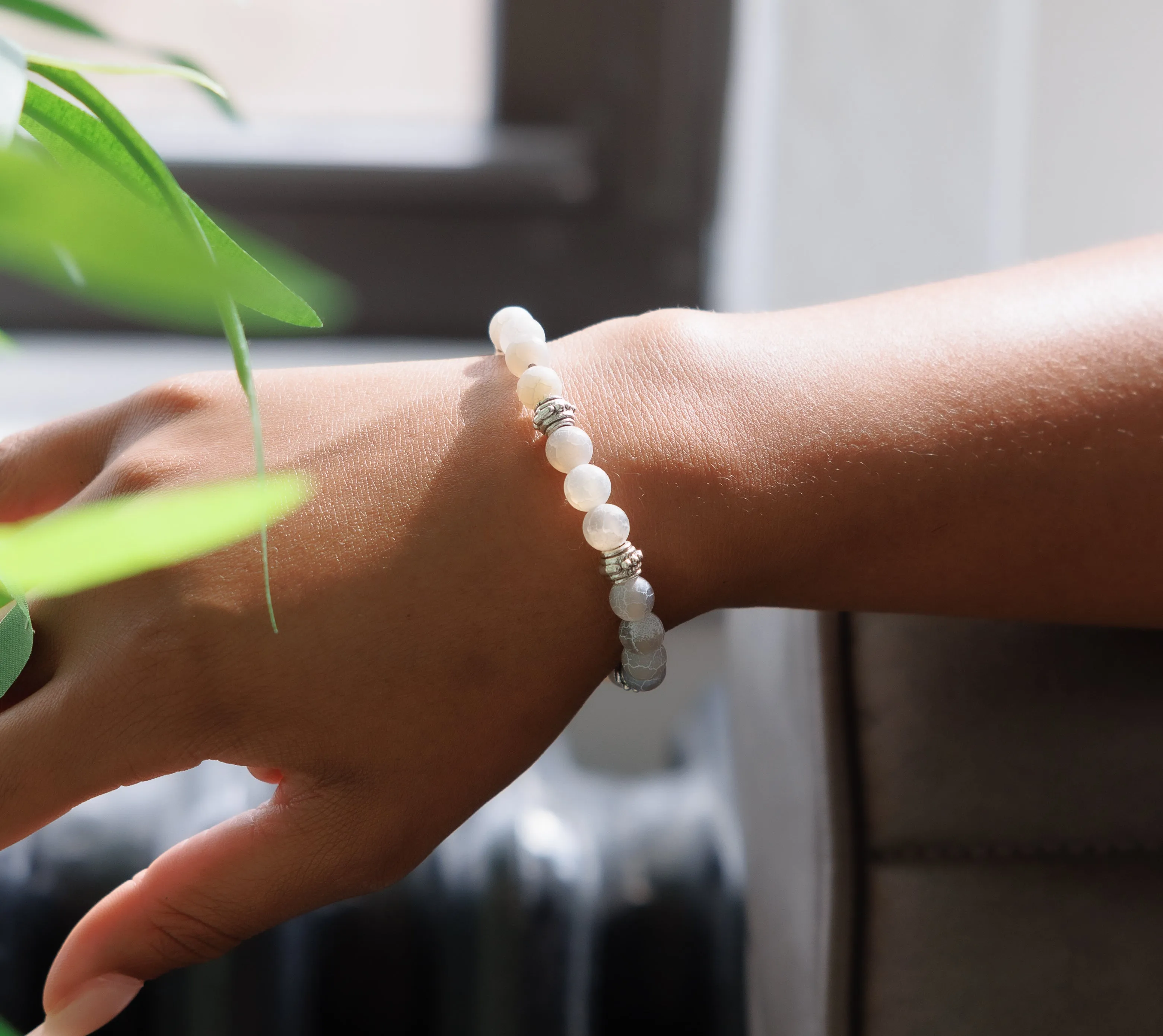 Grey Dragon Vein Balinese Natural Gemstone Bracelet