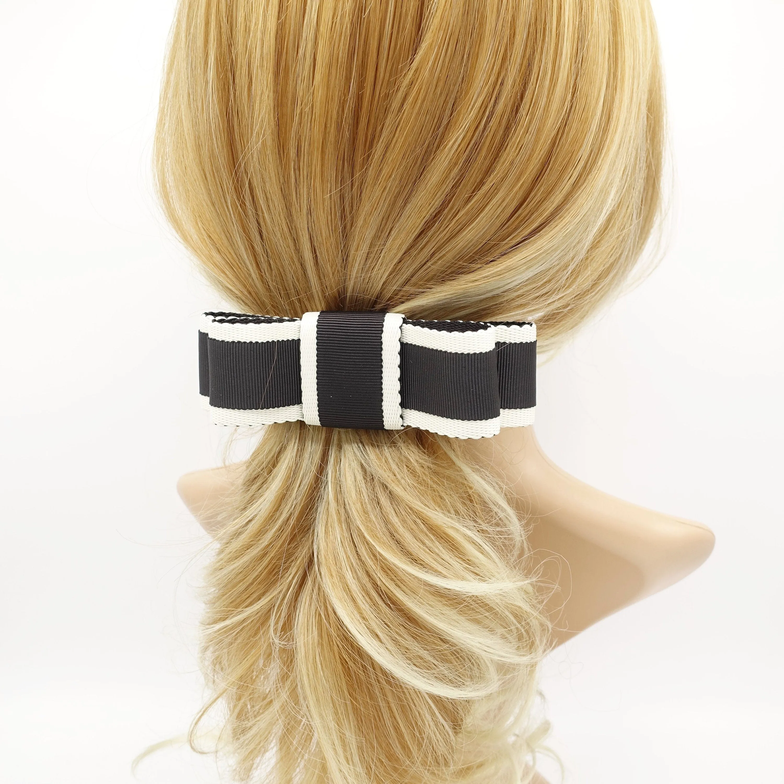 grosgrain hair bow wave edge layered two tone flat bow women hair accessories