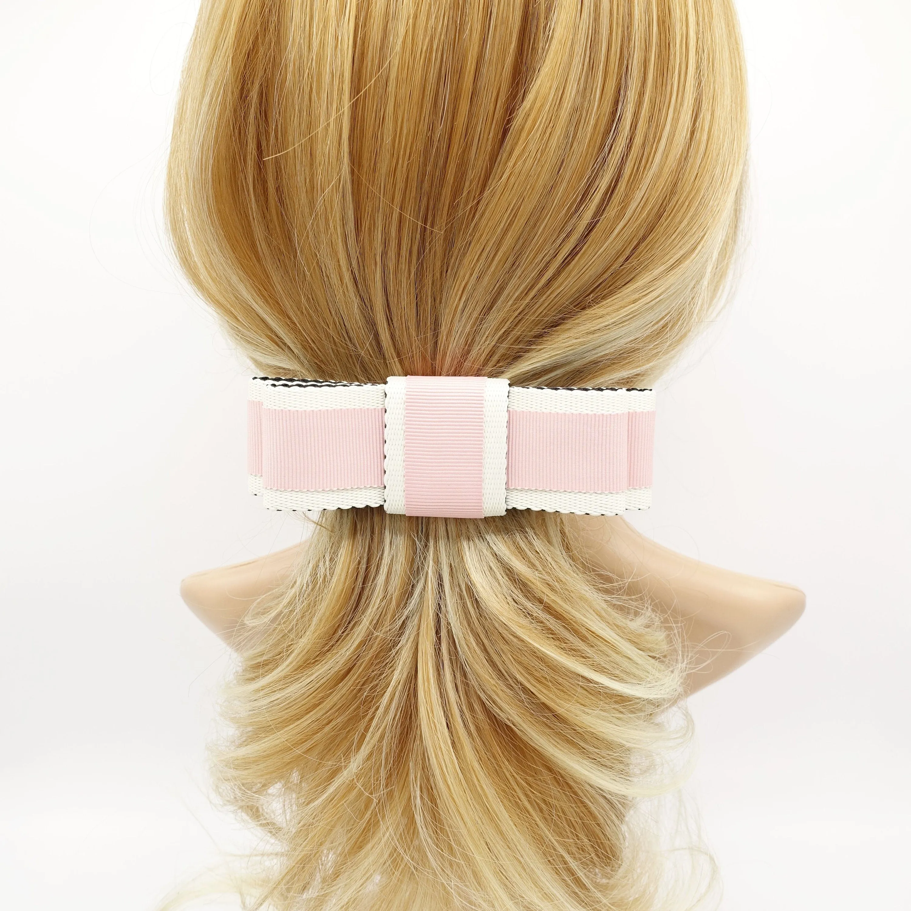 grosgrain hair bow wave edge layered two tone flat bow women hair accessories