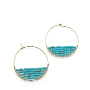 Habaha Turquoise  Half Stone Hoop Earrings