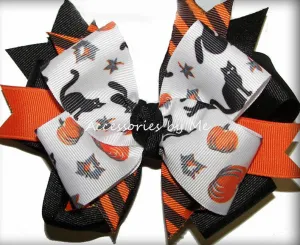 Halloween Cats & Pumpkins Hair Bow