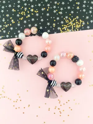 Halloween Glitter Heart Bracelet