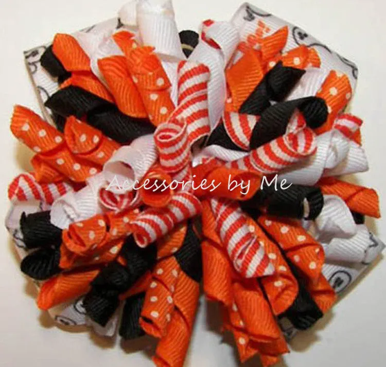 Halloween Orange Black Korker Hair Bow