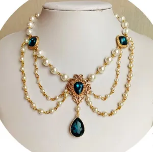 Handmade Royalcore Gemstone Pearl Necklace