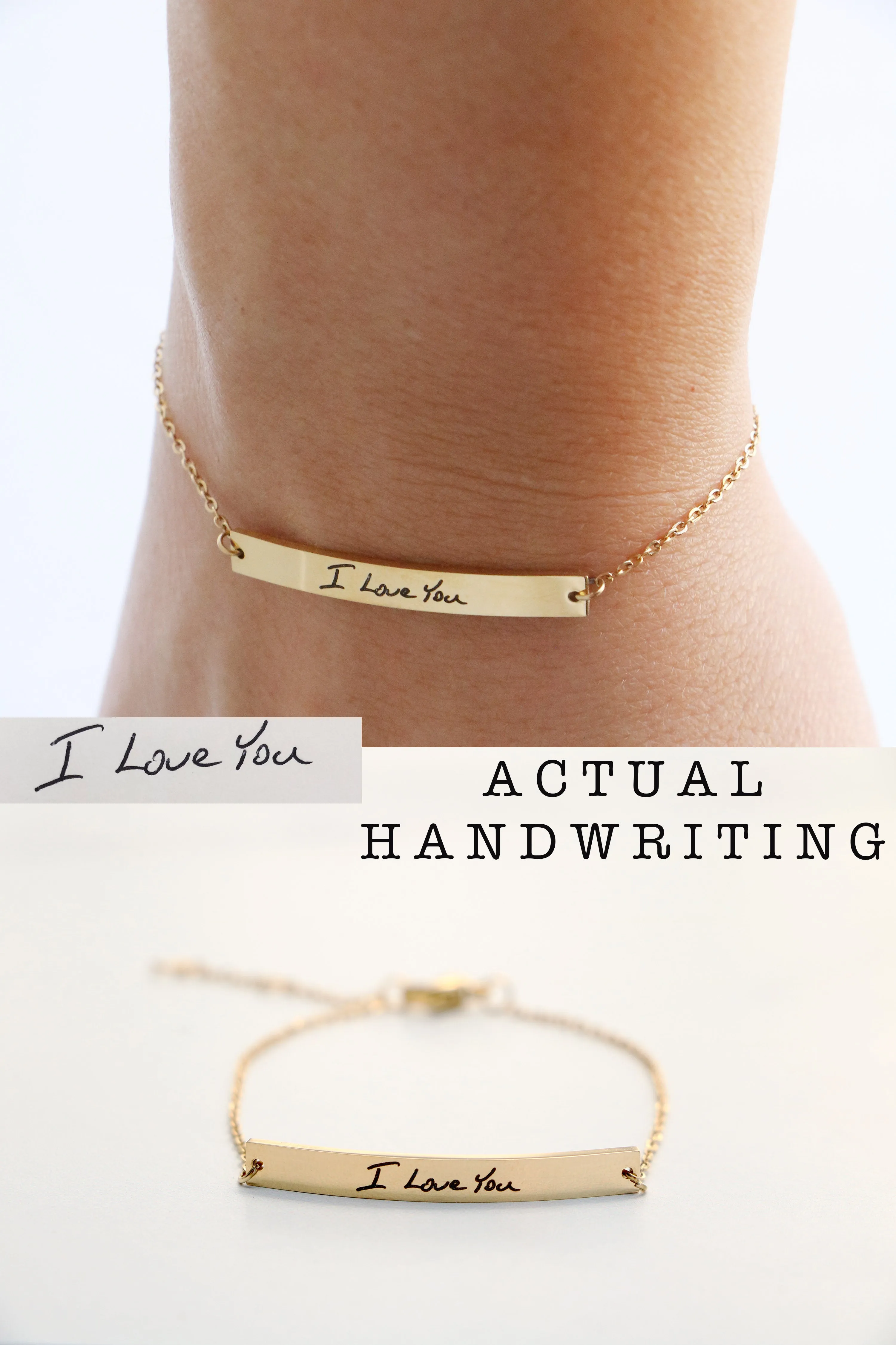 handwriting bar bracelet { silver   gold }