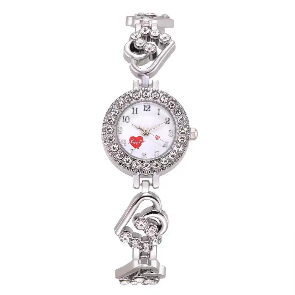 Heart Shape Diamond Small Dial Bracelet Watch Ladies