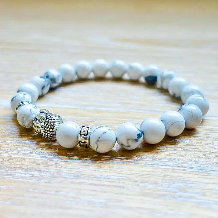 Howlite Stone Stretch Buddha Bracelet