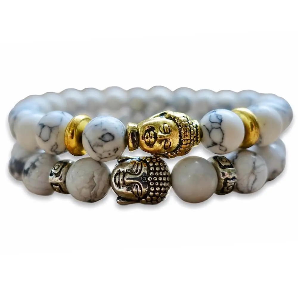 Howlite Stone Stretch Buddha Bracelet