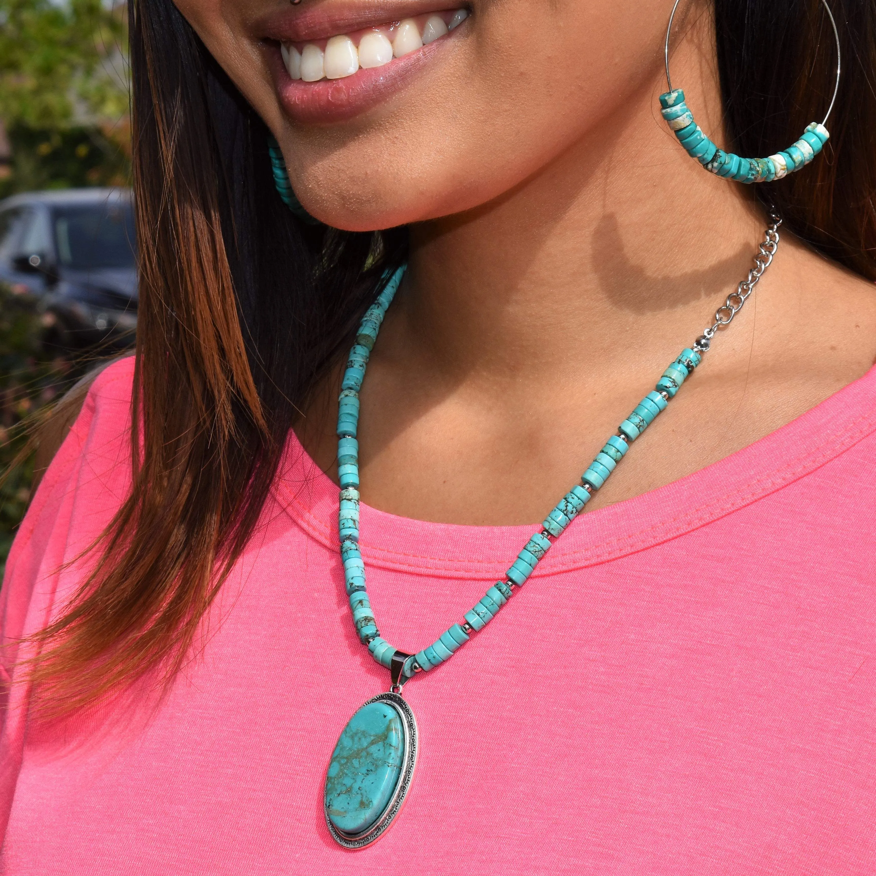 Hula Turquoise Hoop Earrings