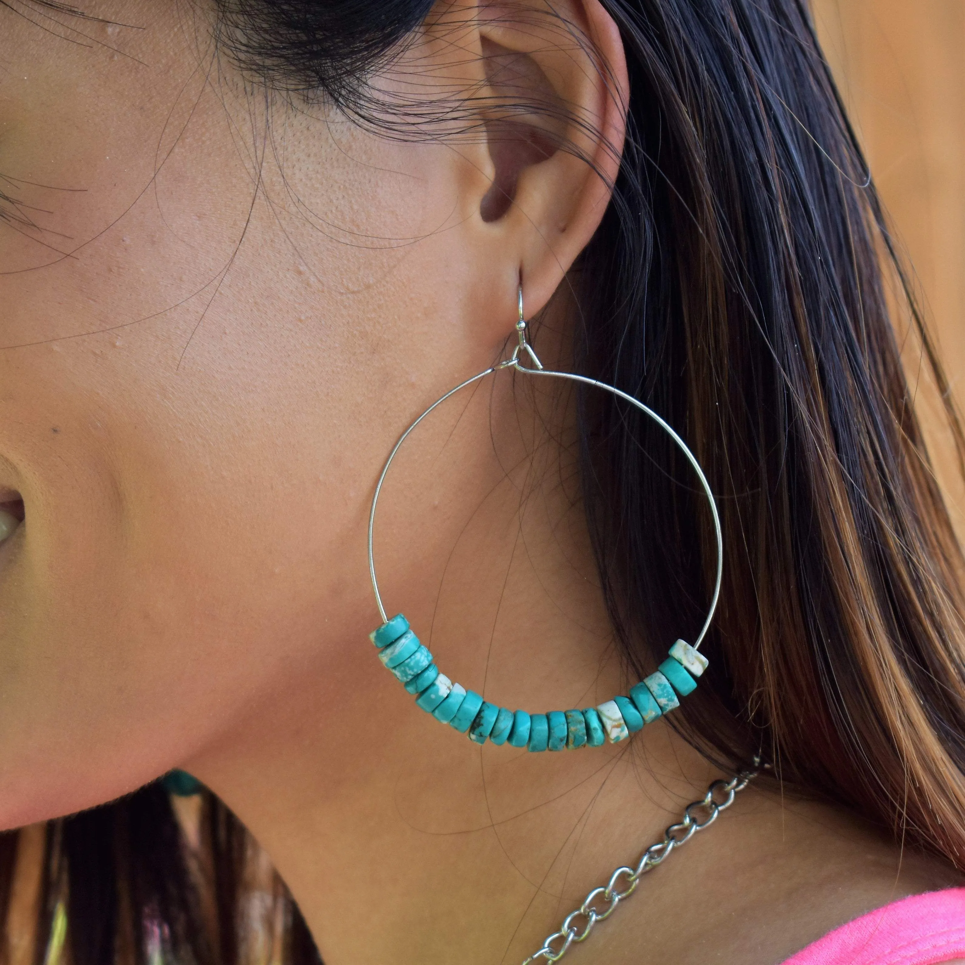 Hula Turquoise Hoop Earrings