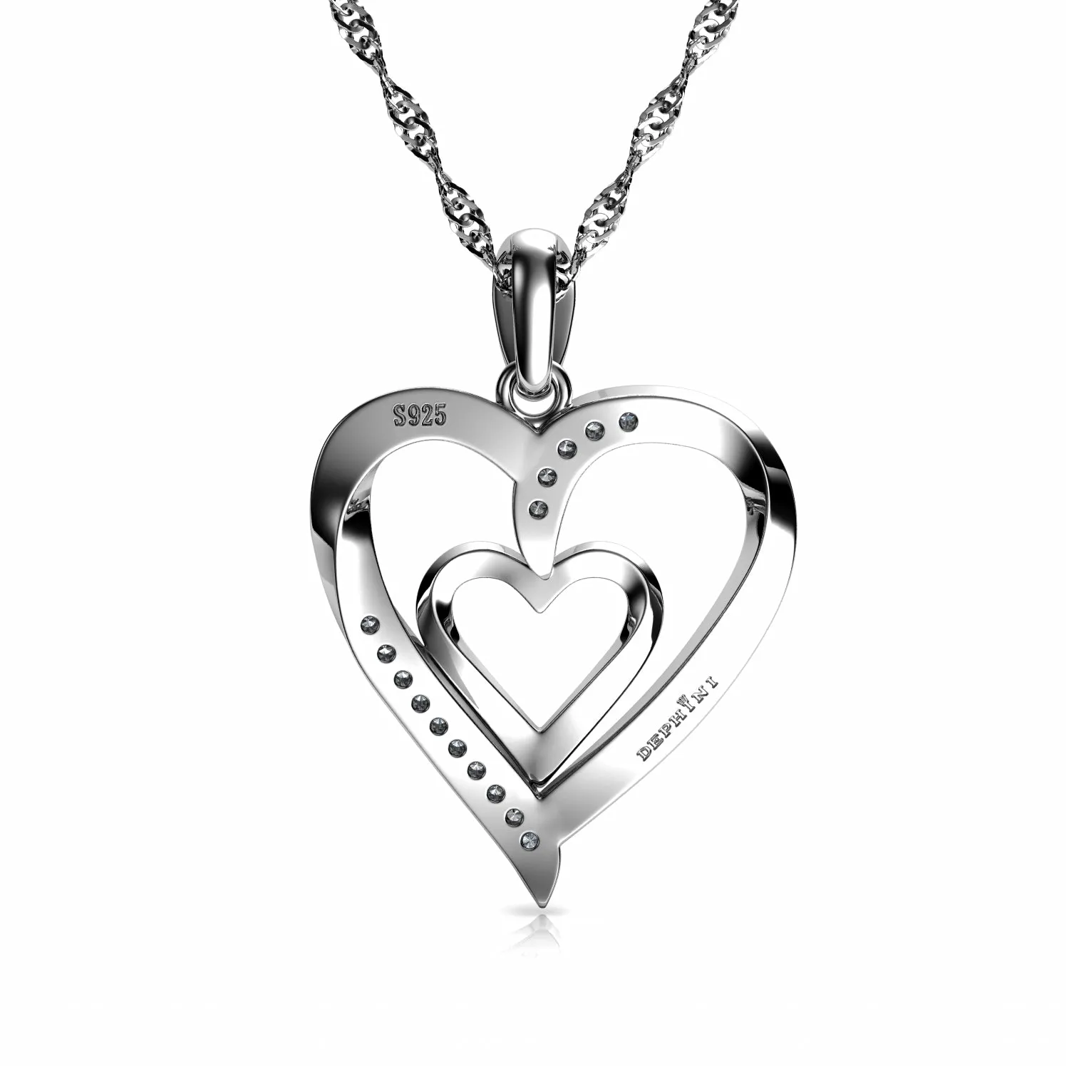 I Love You Mom Necklace - 925 Sterling Silver Heart Jewellery Dephini