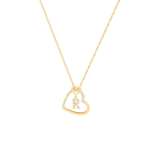 Interlocking Diamond Initial Pave Heart Necklace