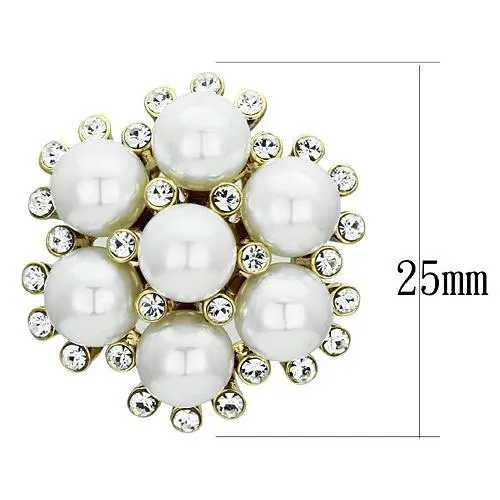 IP Gold(Ion Plating) Brass Earrings with Synthetic Pearl in White for Women White Stone Color Style GL349