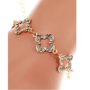 JAB42458 - Rhinestone Clover Bracelet