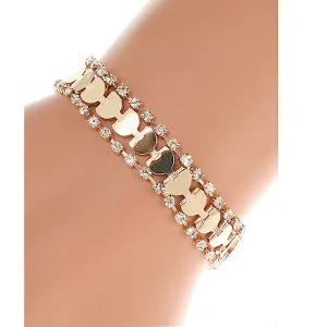 JAB42462 - Rhinestone Heart Link Bracelet