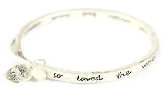 John 3:16  Bangle Bracelet Silver