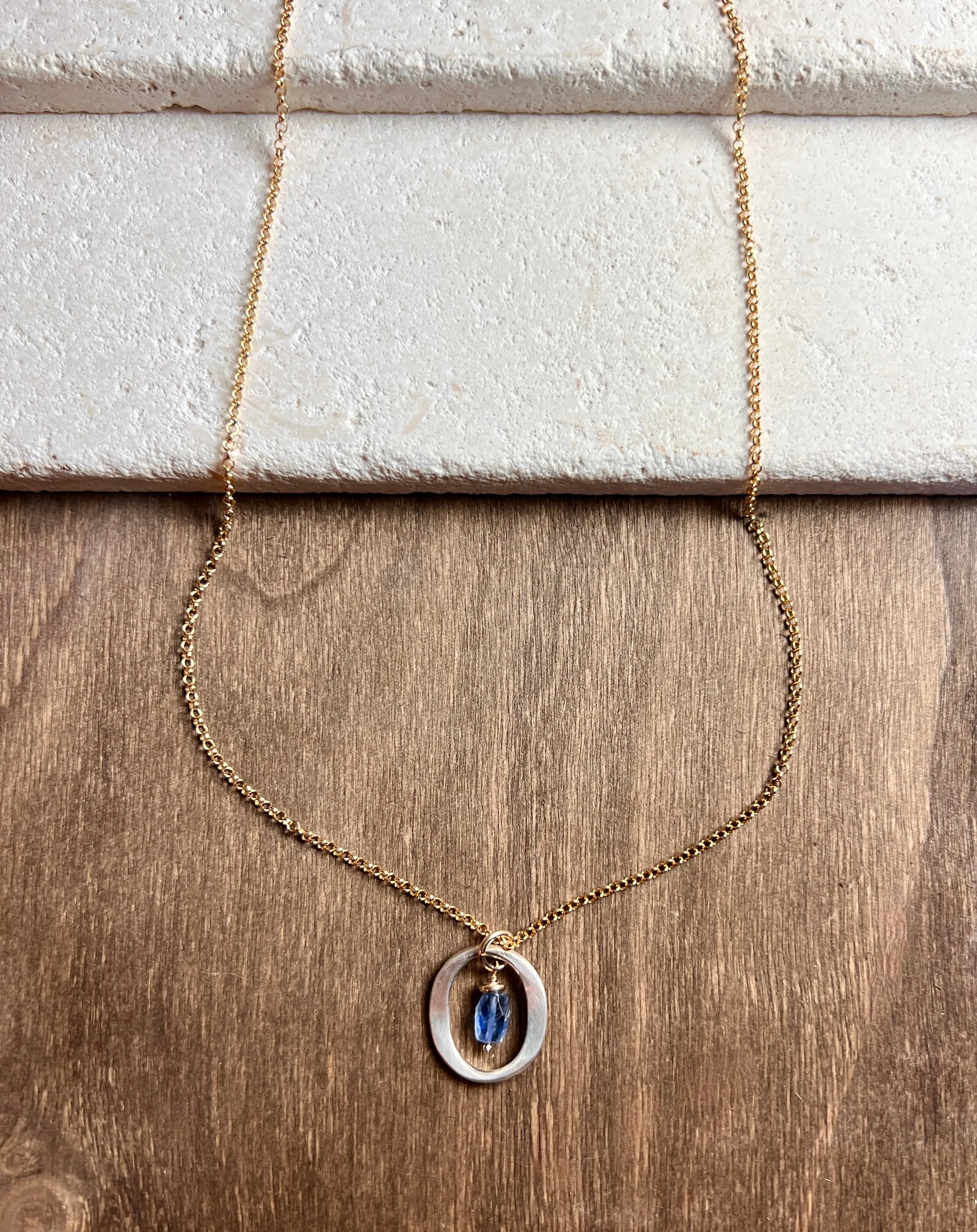 Kai Small Necklace with Kyanite Drop – Mixed Metal