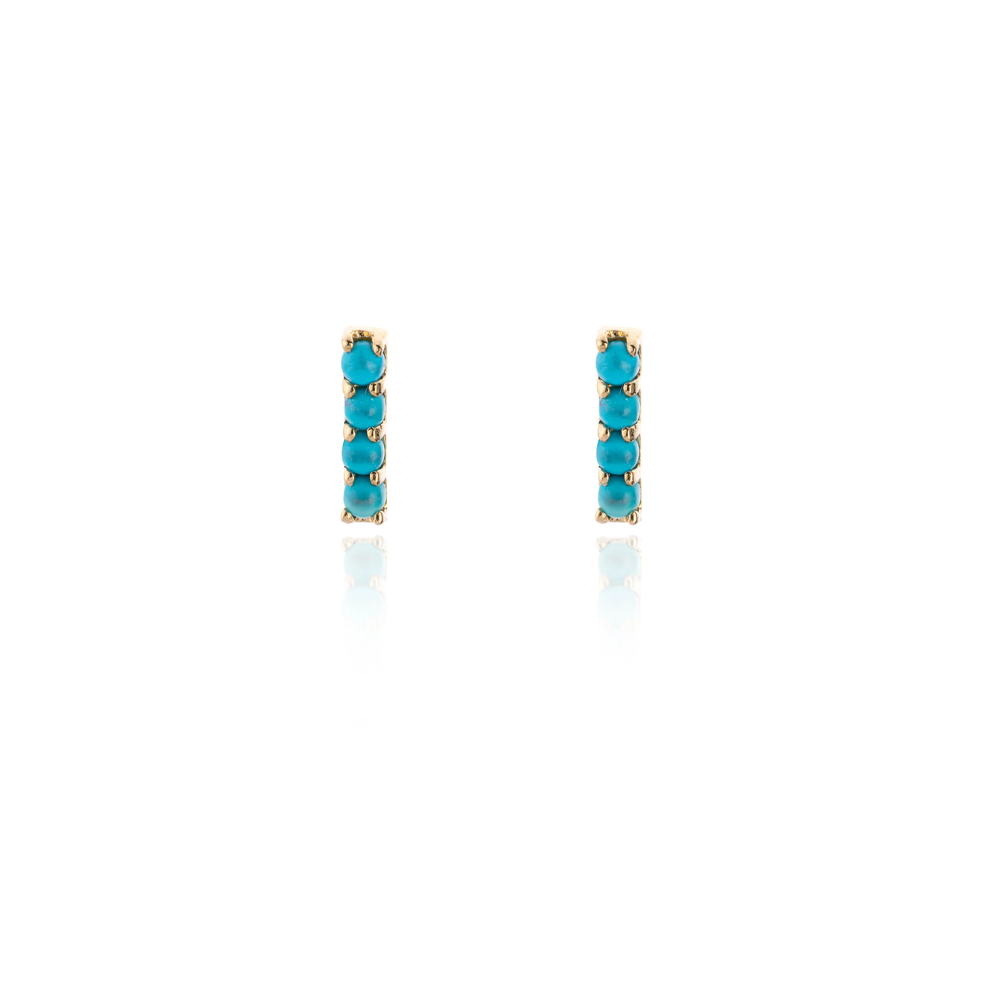 Kellie Turquoise Bar Studs, 14k Gold