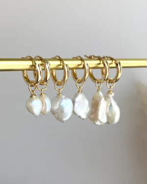 Keshi Pearl Huggie Hoop Earrings