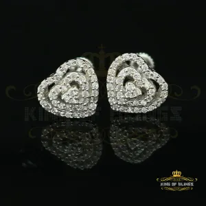 King of Blings- 925 White Silver 1.07ct Cubic Zirconia Women's & Men's Hip Hop Heart Earrings