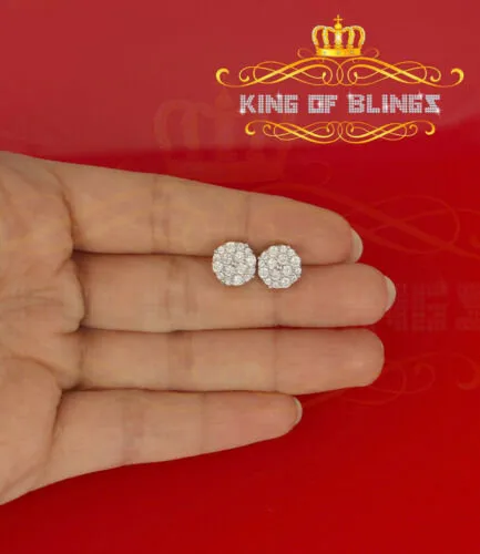 King of Blings- Aretes Para Hombre 925 White Silver 2.48ct Cubic Zirconia Round Women's Earring