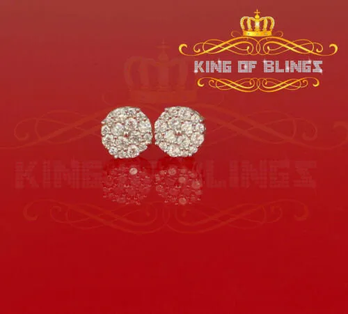 King of Blings- Aretes Para Hombre 925 White Silver 2.48ct Cubic Zirconia Round Women's Earring