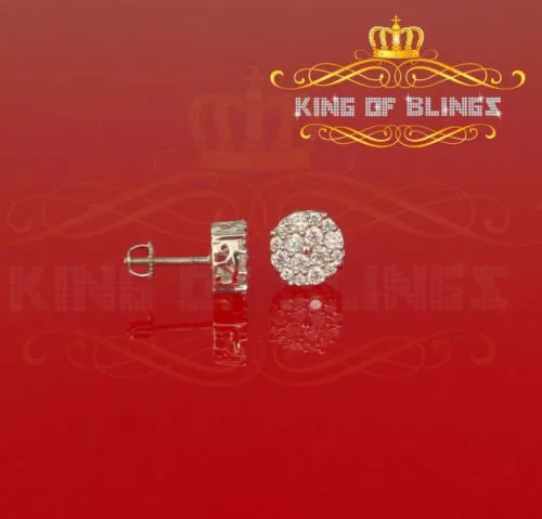 King of Blings- Aretes Para Hombre 925 White Silver 2.48ct Cubic Zirconia Round Women's Earring