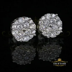 King of Blings- Aretes Para Hombre 925 White Silver 2.48ct Cubic Zirconia Round Women's Earring