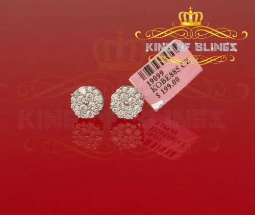 King of Blings- Aretes Para Hombre 925 White Silver 2.48ct Cubic Zirconia Round Women's Earring