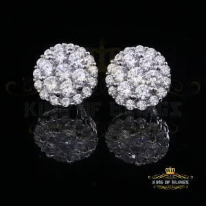 King of Blings- Aretes Para Hombre 925 White Silver 2.53ct Cubic Zirconia Round Women's Earring