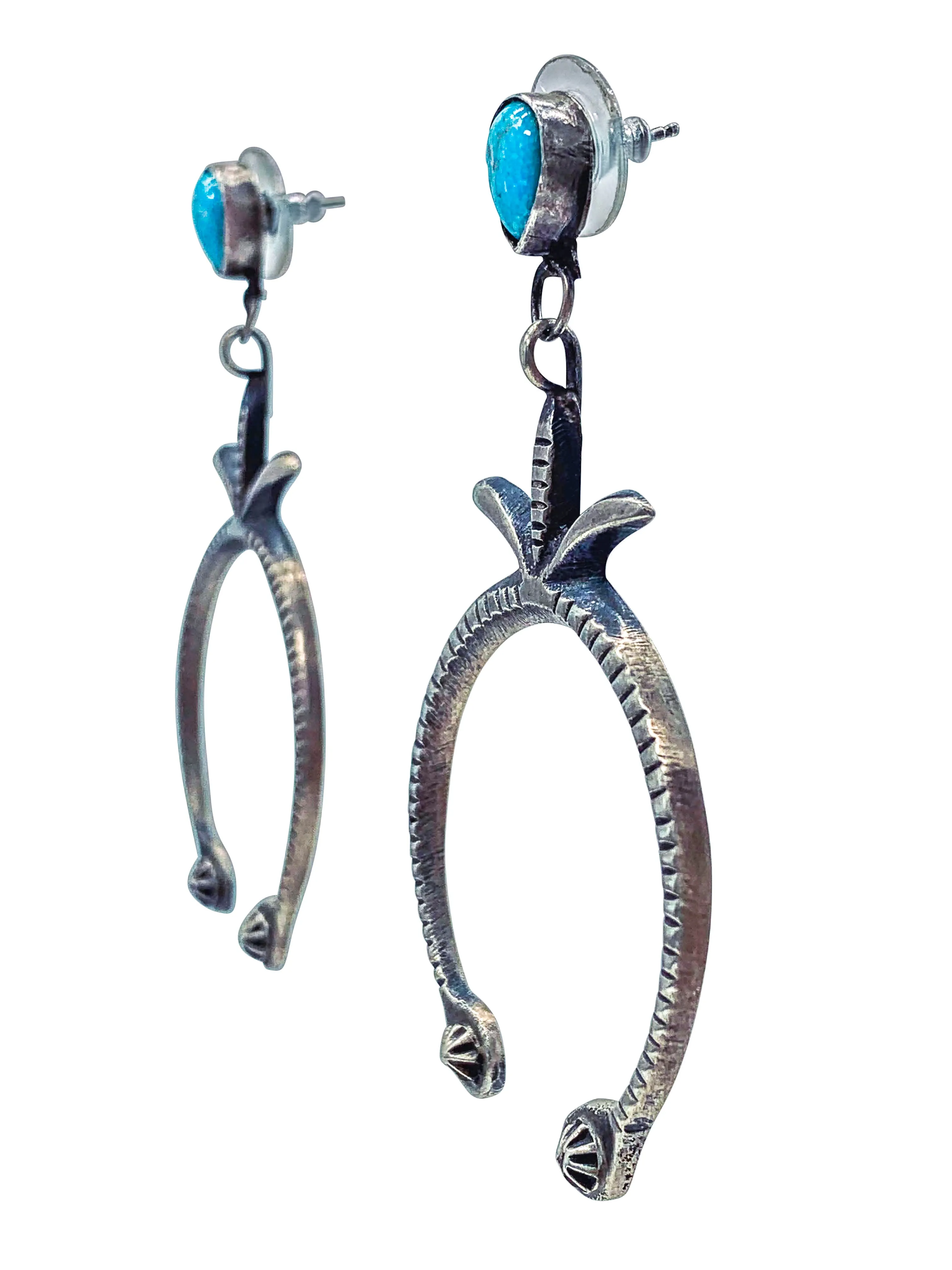 Kingman Turquoise Naja Earrings | Artisan Handmade