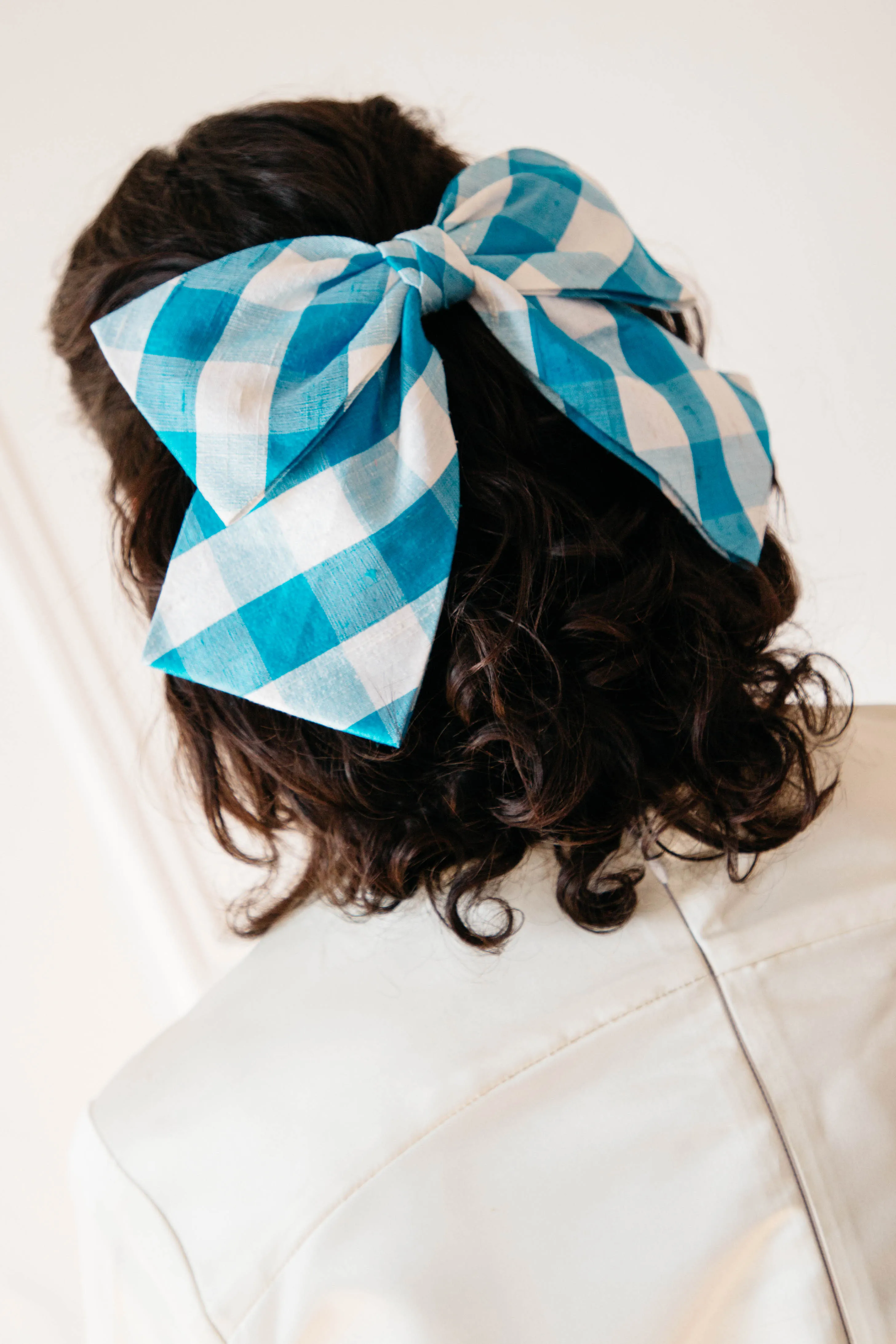 Kitka Hair Bow - Blue and White Gingham